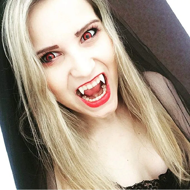 Vampire Teeth Fangs Dentures Props Halloween Costume Props False Teeth Solid Glue Denture Adhesive Halloween Party Decorhallowe