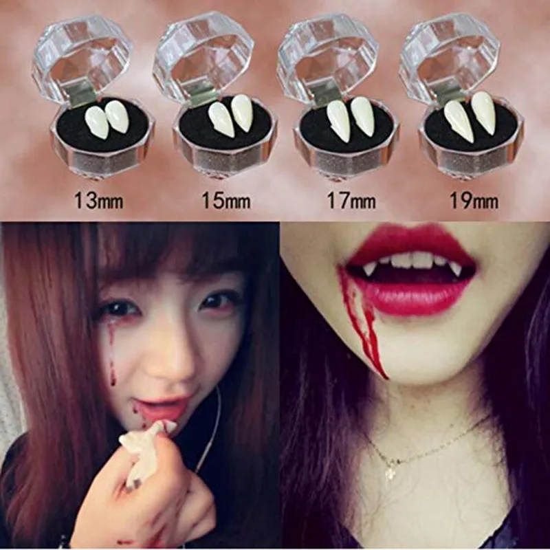 Vampire Teeth Fangs Dentures Props Halloween Costume Props False Teeth Solid Glue Denture Adhesive Halloween Party Decorhallowe