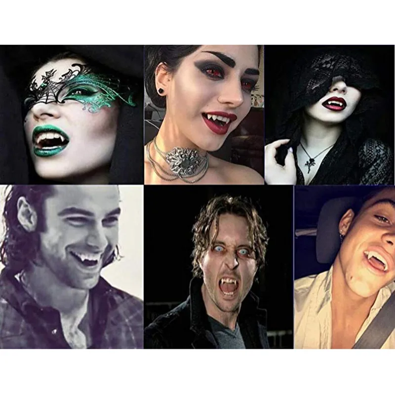 Vampire Teeth Fangs Dentures Props Halloween Costume Props False Teeth Solid Glue Denture Adhesive Halloween Party Decorhallowe