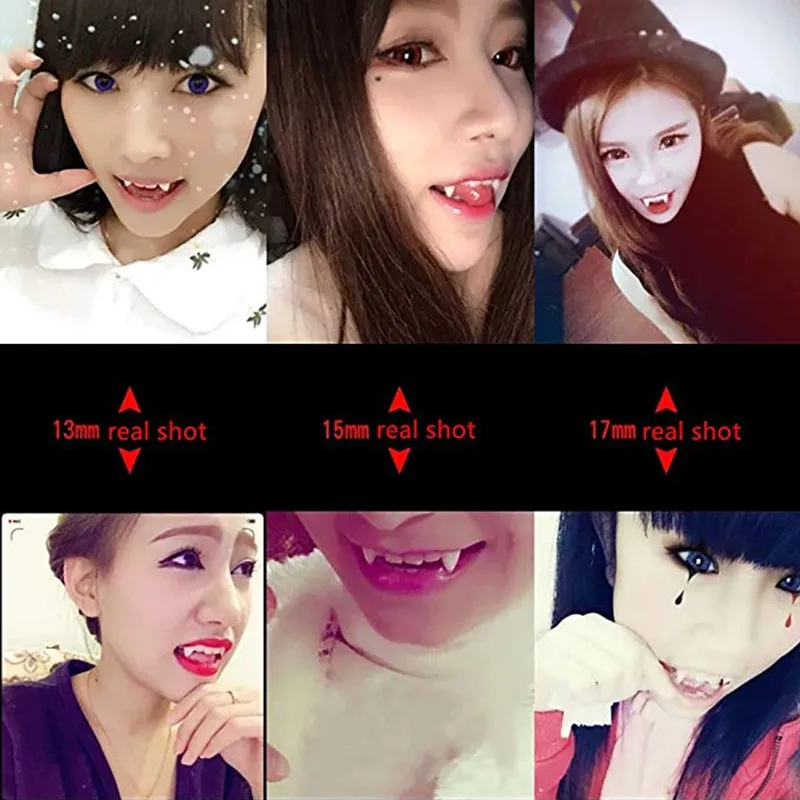 Vampire Teeth Fangs Dentures Props Halloween Costume Props False Teeth Solid Glue Denture Adhesive Halloween Party Decorhallowe