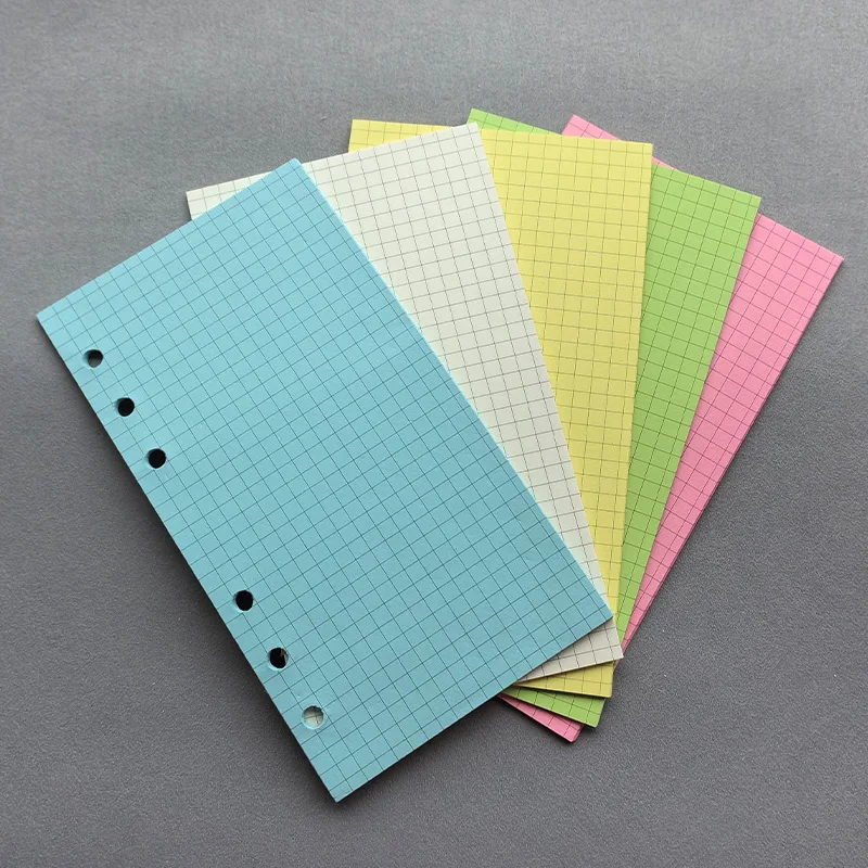 50 Sheets A6 Colorful Grid Loose Leaf Notebook Refill Spiral Binder Inner Page Line Blank craft Grid Inside Paper Stationery