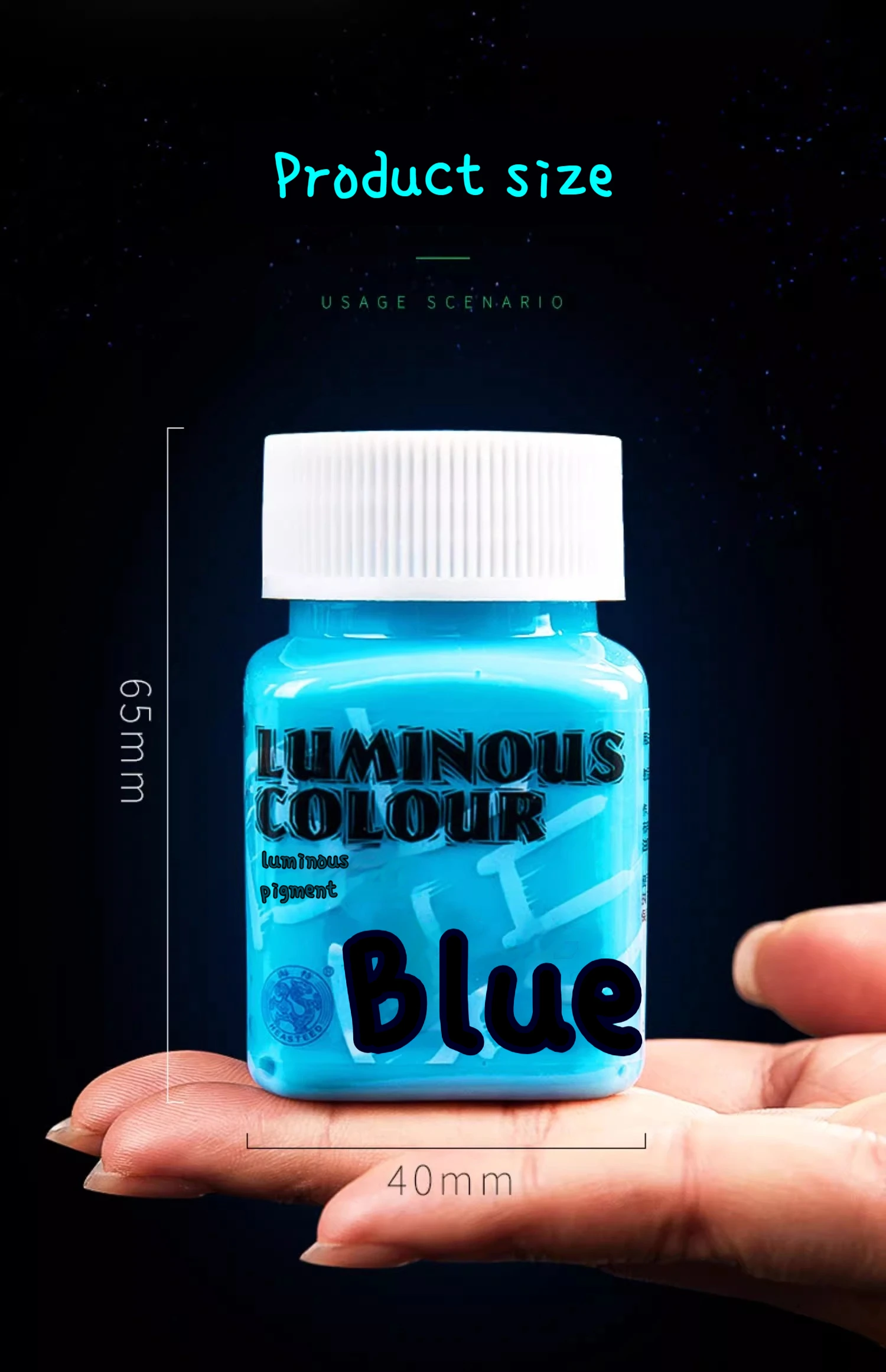 58ML Luminous Acrylic Pigment Fluorescent Paint Glow in Dark DIY Halloween Party Jewelry Nail Art Nail Beauty Resin Pigment