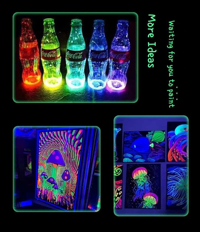 58ML Luminous Acrylic Pigment Fluorescent Paint Glow in Dark DIY Halloween Party Jewelry Nail Art Nail Beauty Resin Pigment