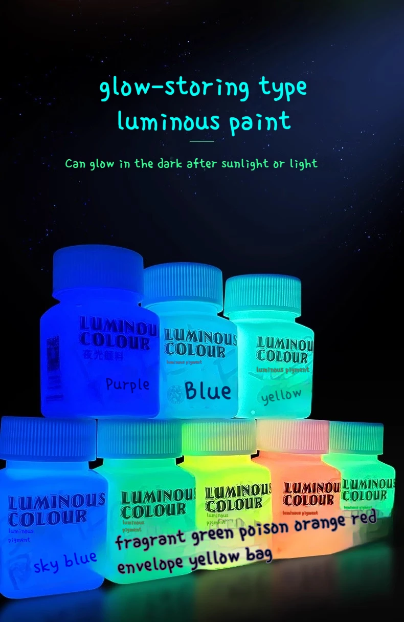 58ML Luminous Acrylic Pigment Fluorescent Paint Glow in Dark DIY Halloween Party Jewelry Nail Art Nail Beauty Resin Pigment