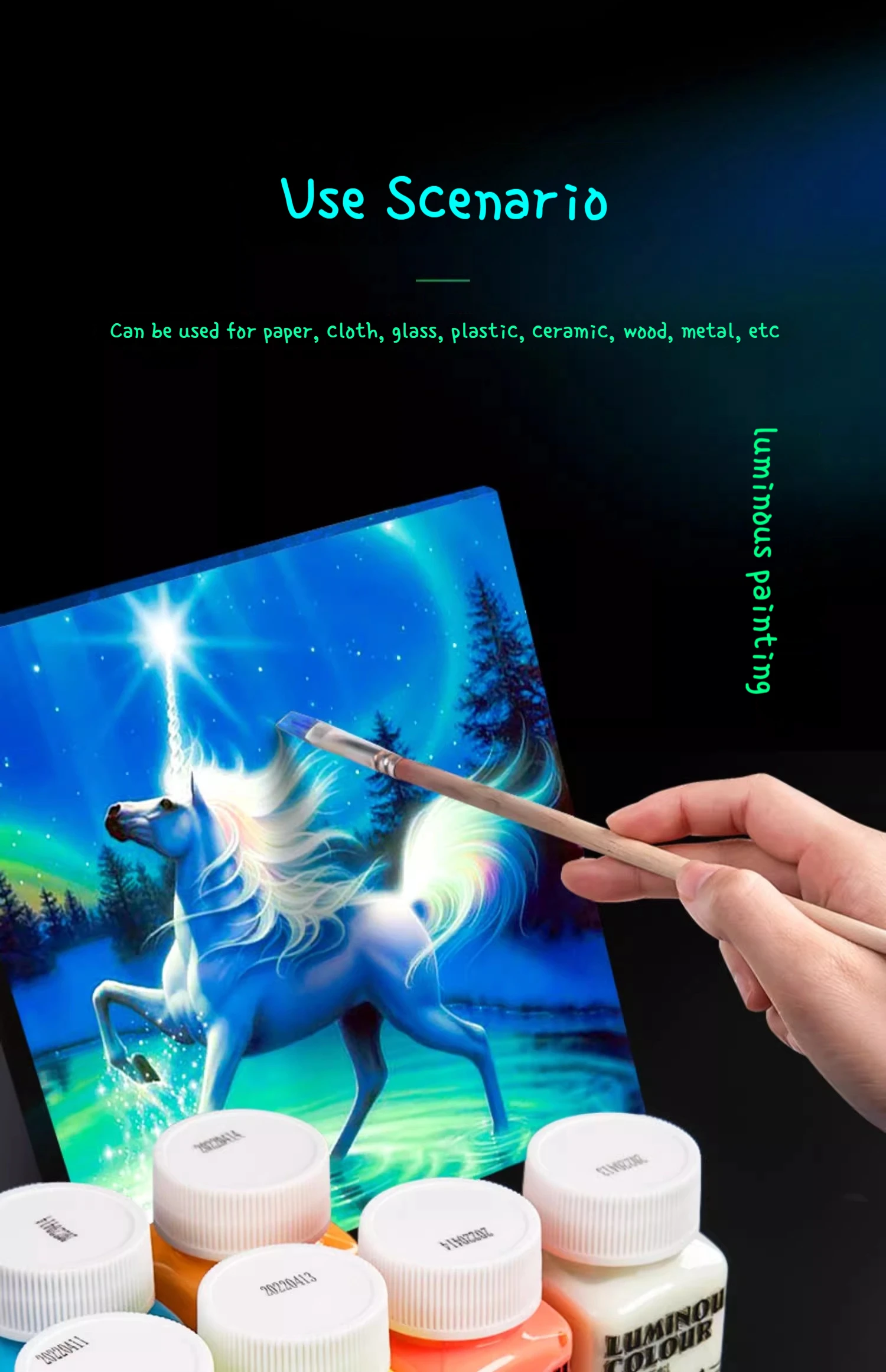 58ML Luminous Acrylic Pigment Fluorescent Paint Glow in Dark DIY Halloween Party Jewelry Nail Art Nail Beauty Resin Pigment