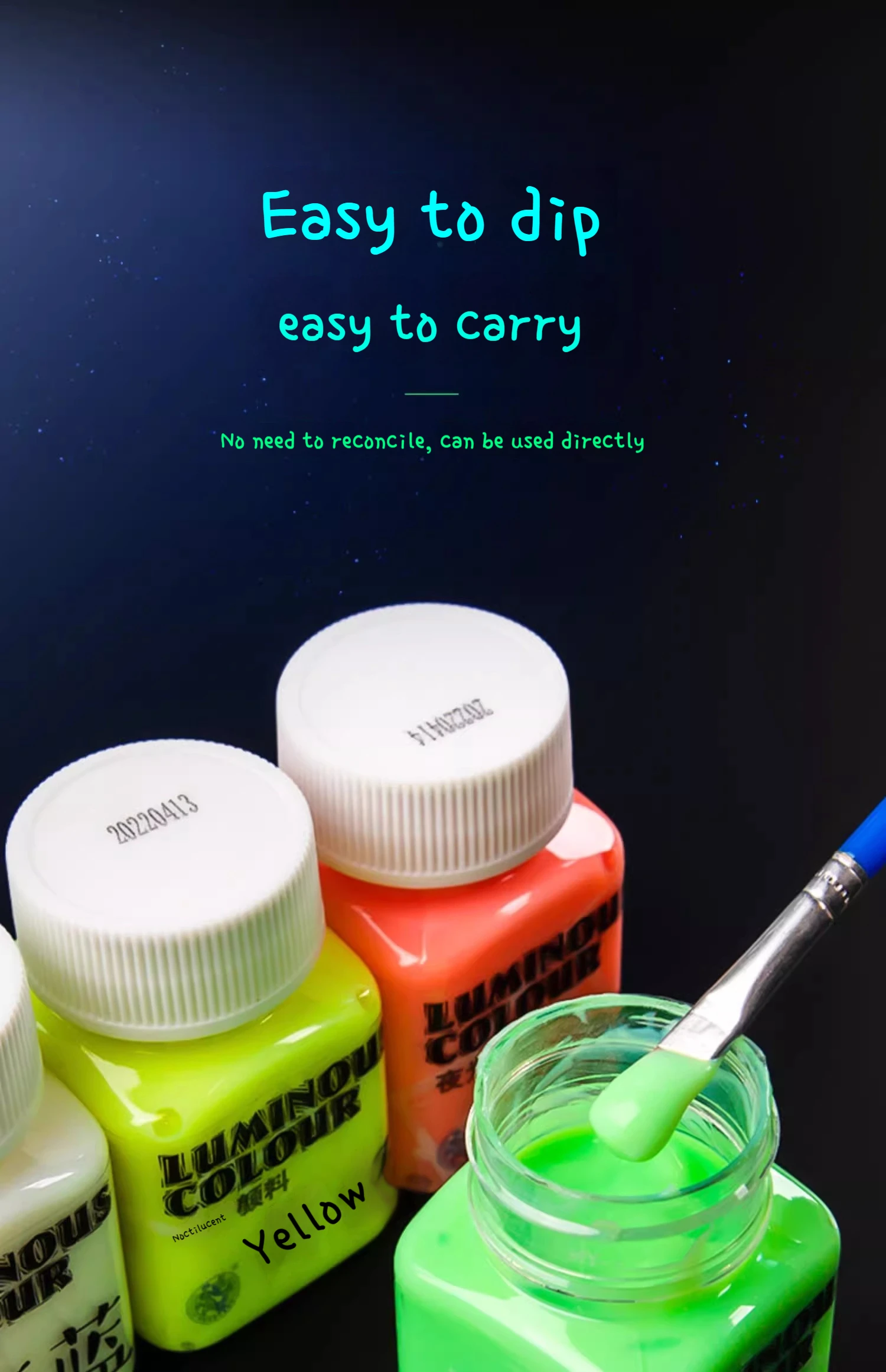 58ML Luminous Acrylic Pigment Fluorescent Paint Glow in Dark DIY Halloween Party Jewelry Nail Art Nail Beauty Resin Pigment
