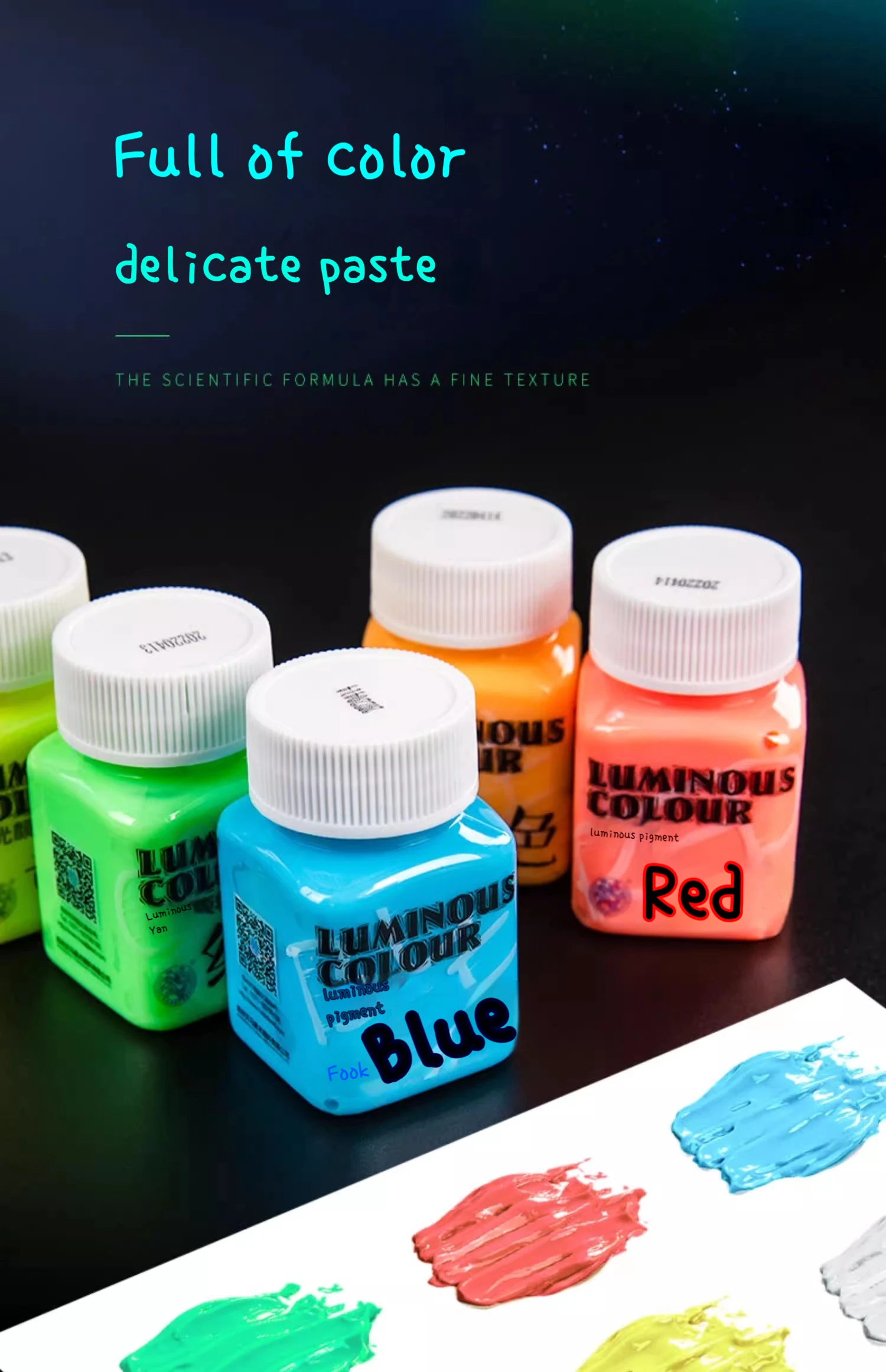 58ML Luminous Acrylic Pigment Fluorescent Paint Glow in Dark DIY Halloween Party Jewelry Nail Art Nail Beauty Resin Pigment