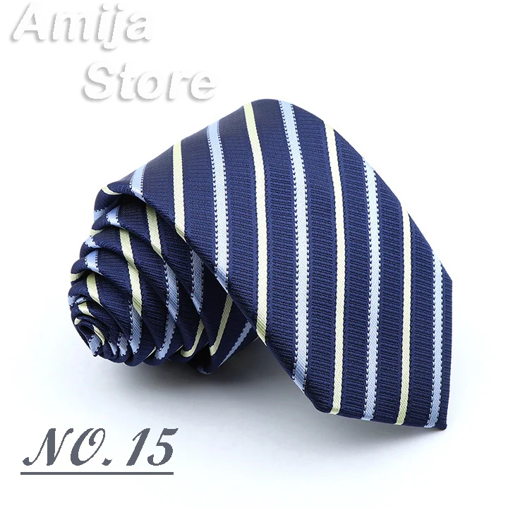 Classic Men's Stripe Tie Fashion Neckties Navy Jacquard Woven Brand New Accessories Daily Wear Cravat Wedding Party Gift For Man