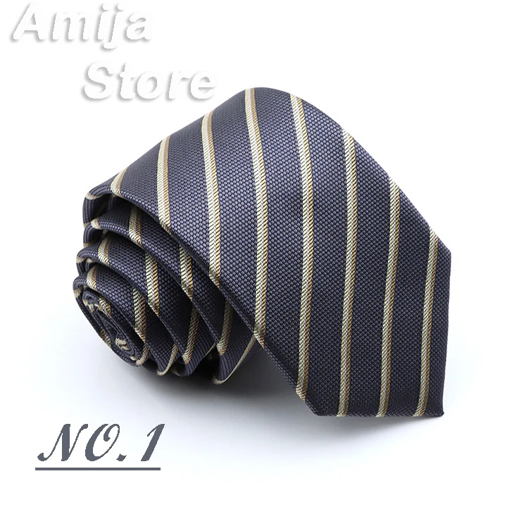 Classic Men's Stripe Tie Fashion Neckties Navy Jacquard Woven Brand New Accessories Daily Wear Cravat Wedding Party Gift For Man