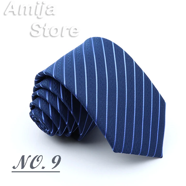 Classic Men's Stripe Tie Fashion Neckties Navy Jacquard Woven Brand New Accessories Daily Wear Cravat Wedding Party Gift For Man
