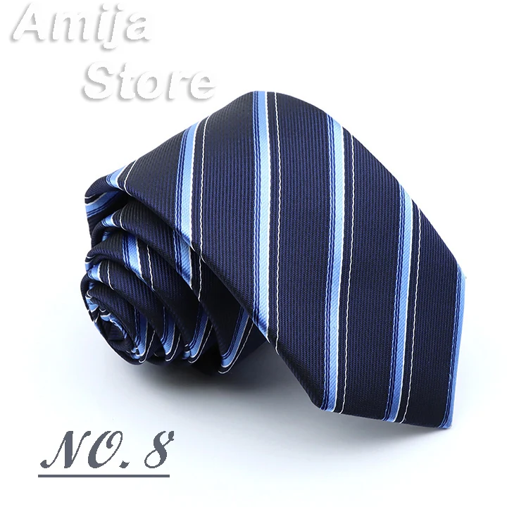 Classic Men's Stripe Tie Fashion Neckties Navy Jacquard Woven Brand New Accessories Daily Wear Cravat Wedding Party Gift For Man