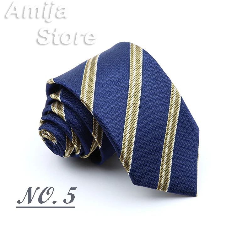 Classic Men's Stripe Tie Fashion Neckties Navy Jacquard Woven Brand New Accessories Daily Wear Cravat Wedding Party Gift For Man