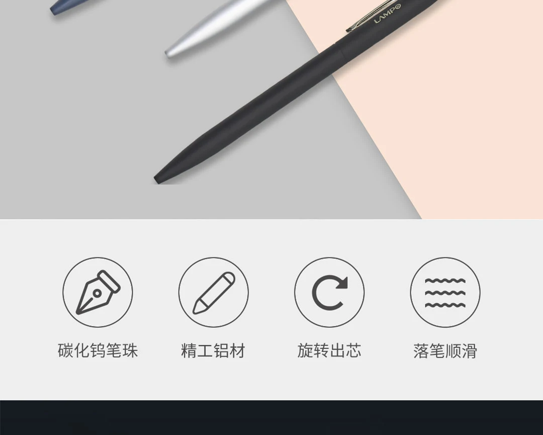 LAMPO Metal Sign Pens Luxury 0.5MM Black Gel Ink Pen Smooth Writing ручка Office School Stationery Supplies boligrafos
