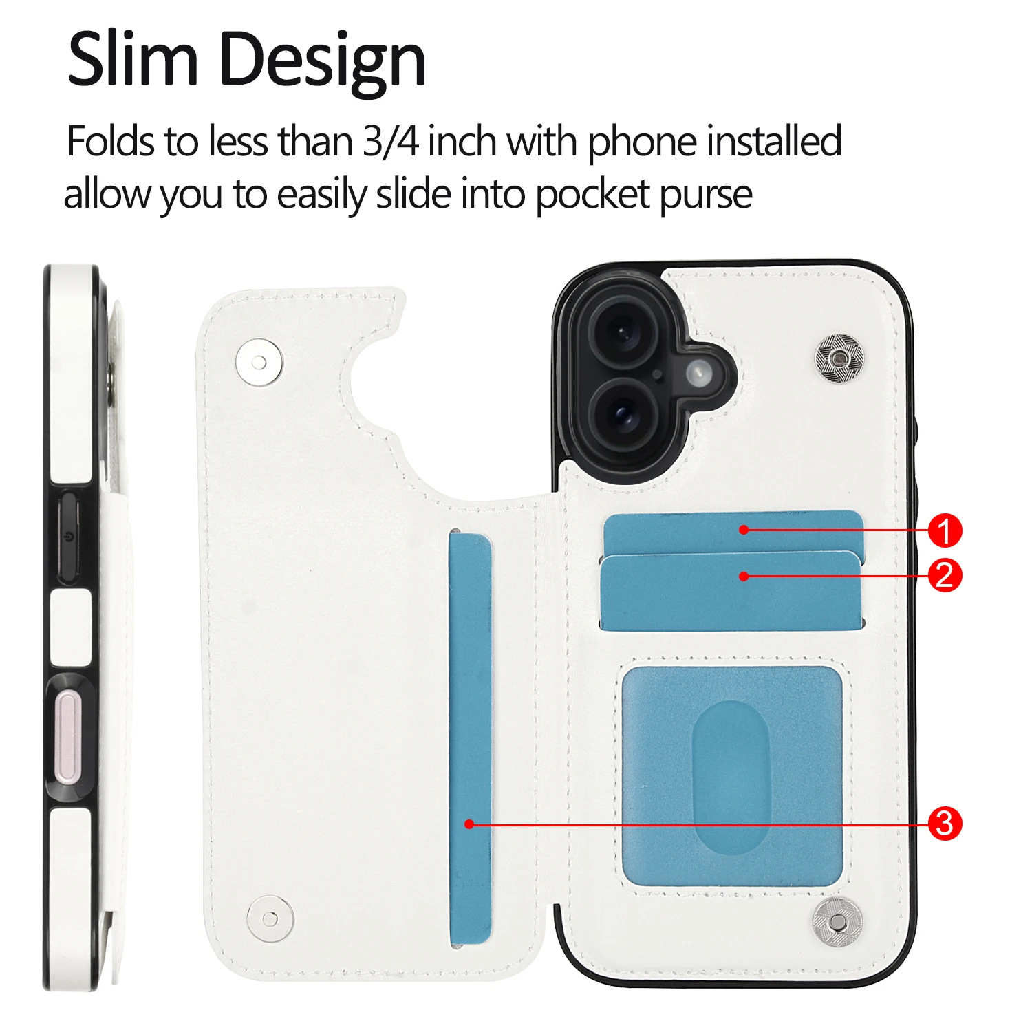 Wallet Solid Color Double Buckle With Card Slot Magnetic Flip Leather Case For iPhone Air 17 Pro Max Shockproof Protective Cover
