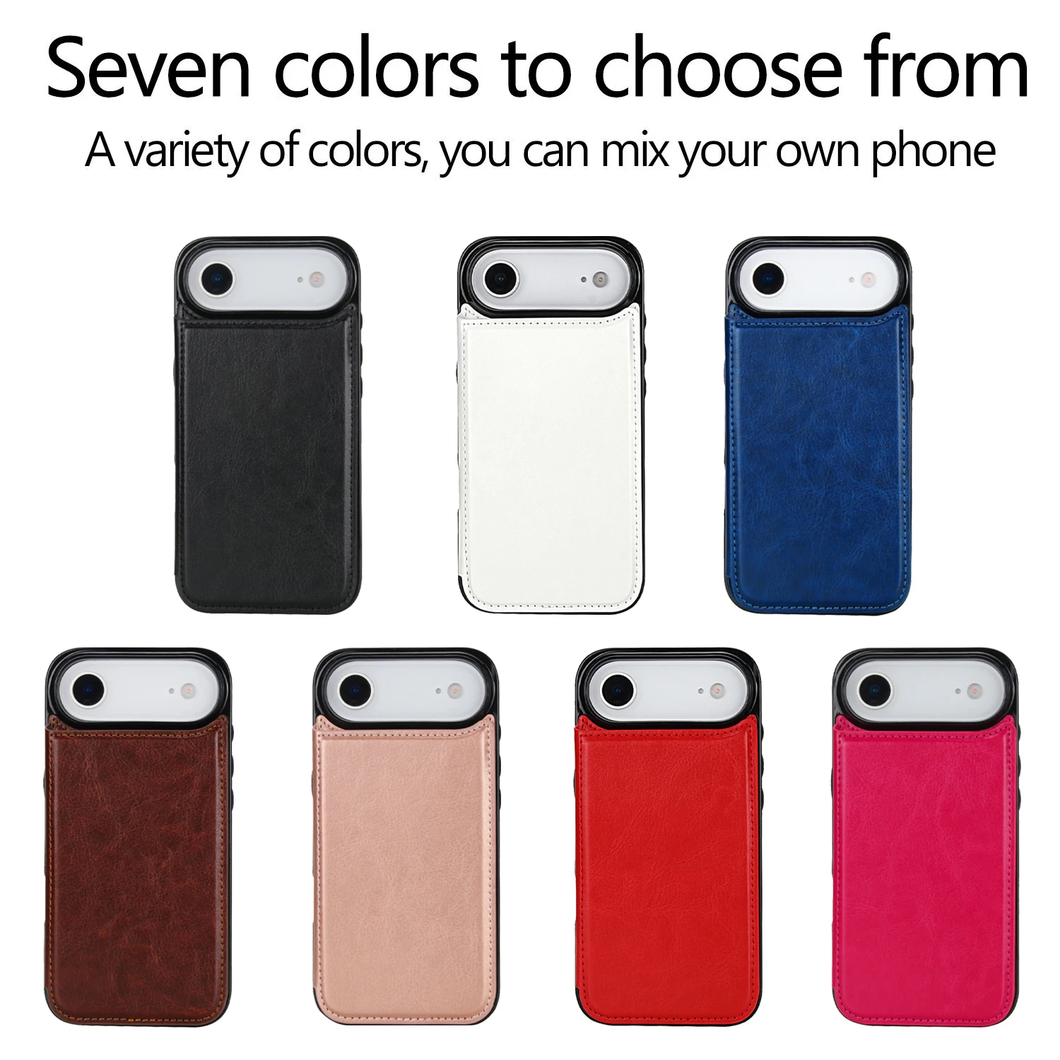 Wallet Solid Color Double Buckle With Card Slot Magnetic Flip Leather Case For iPhone Air 17 Pro Max Shockproof Protective Cover
