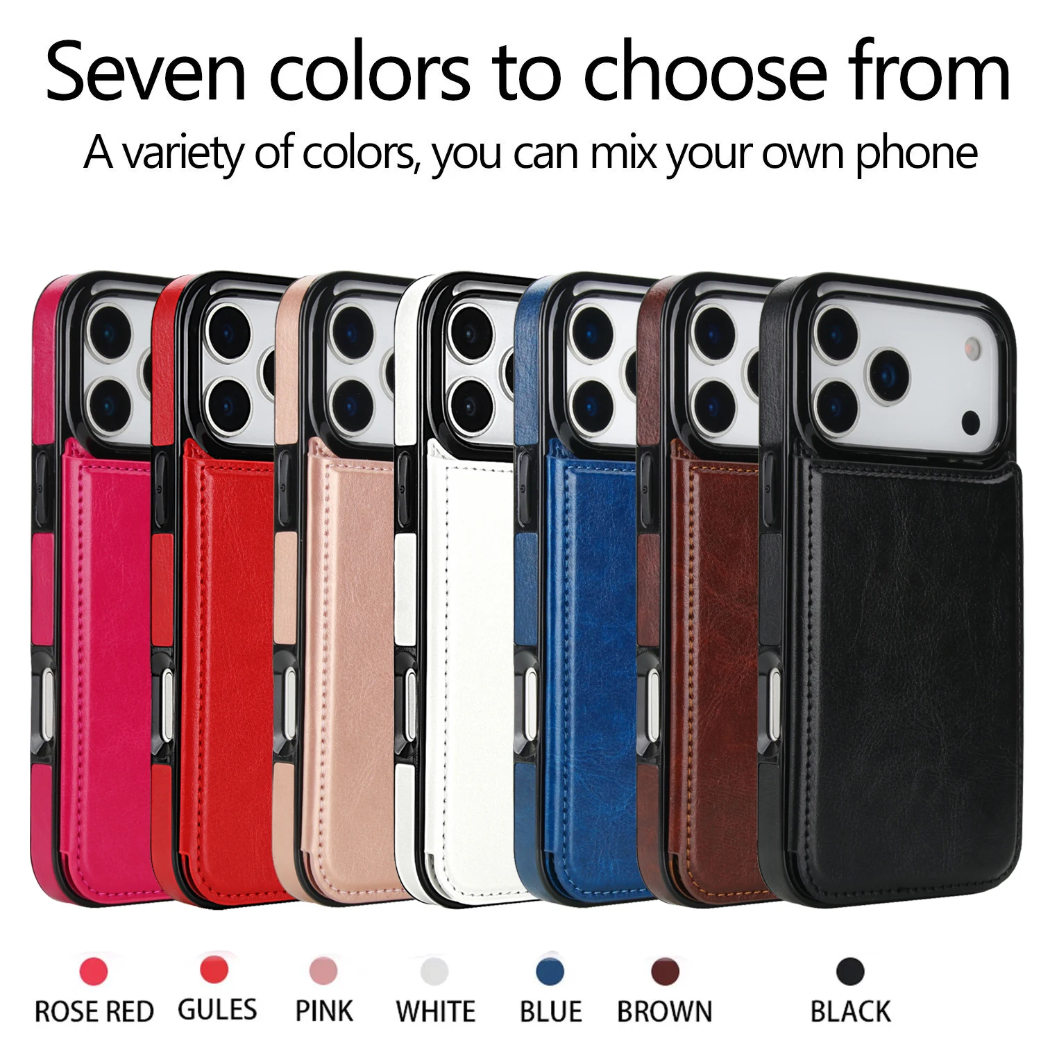 Wallet Solid Color Double Buckle With Card Slot Magnetic Flip Leather Case For iPhone Air 17 Pro Max Shockproof Protective Cover