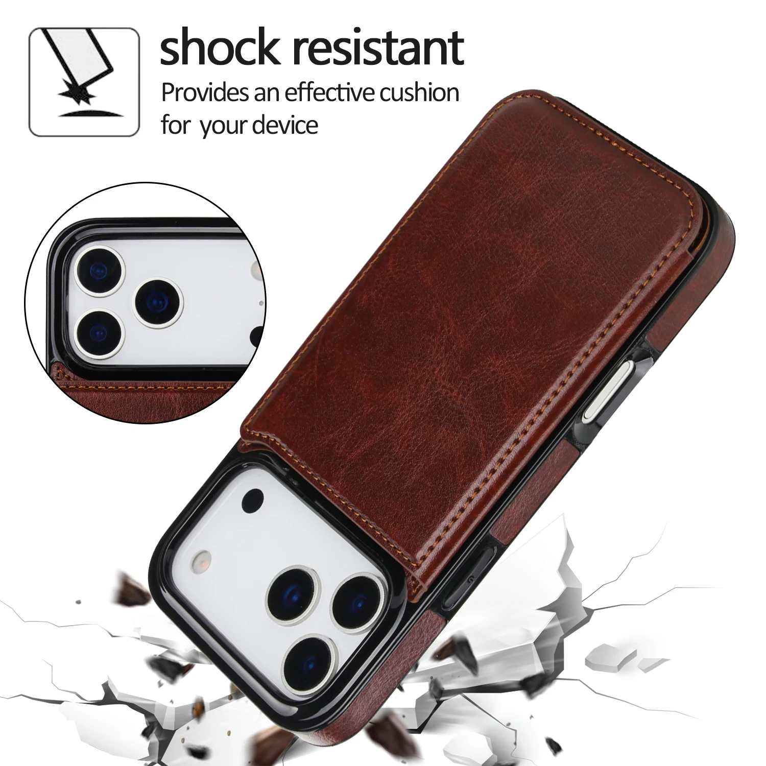 Wallet Solid Color Double Buckle With Card Slot Magnetic Flip Leather Case For iPhone Air 17 Pro Max Shockproof Protective Cover