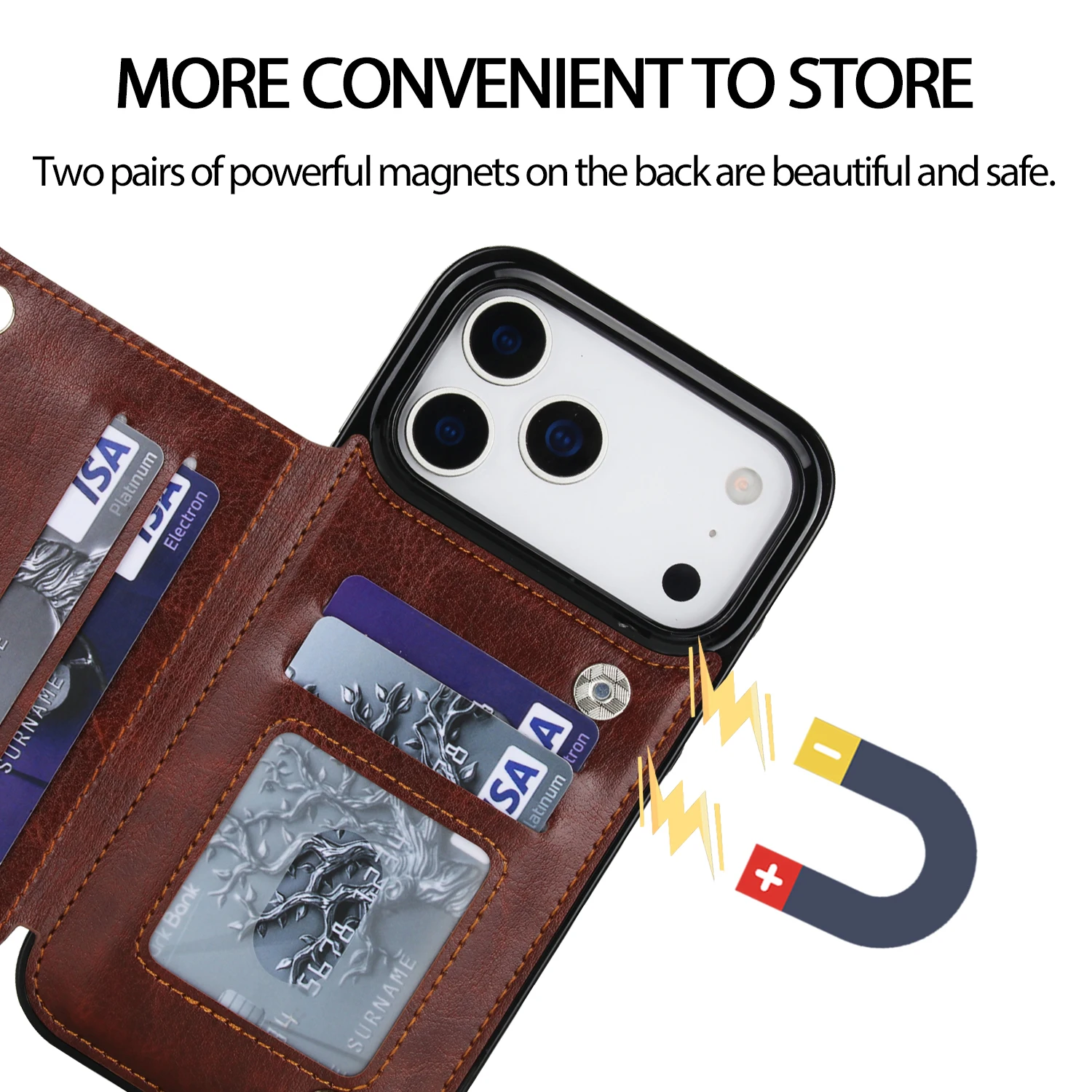 Wallet Solid Color Double Buckle With Card Slot Magnetic Flip Leather Case For iPhone Air 17 Pro Max Shockproof Protective Cover