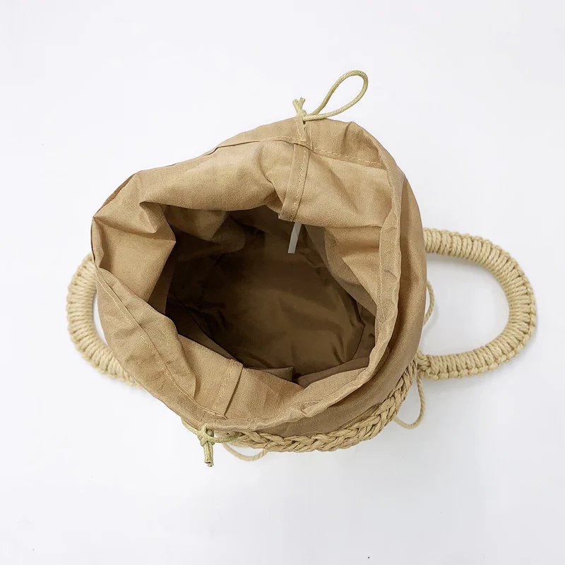 2 Pcs Woven Women Handbag Female Straw Mesh Bag Bohemian Summer Beach Bags Handmade Bucket Net Bag Rattan Knitte Top-handle Tote