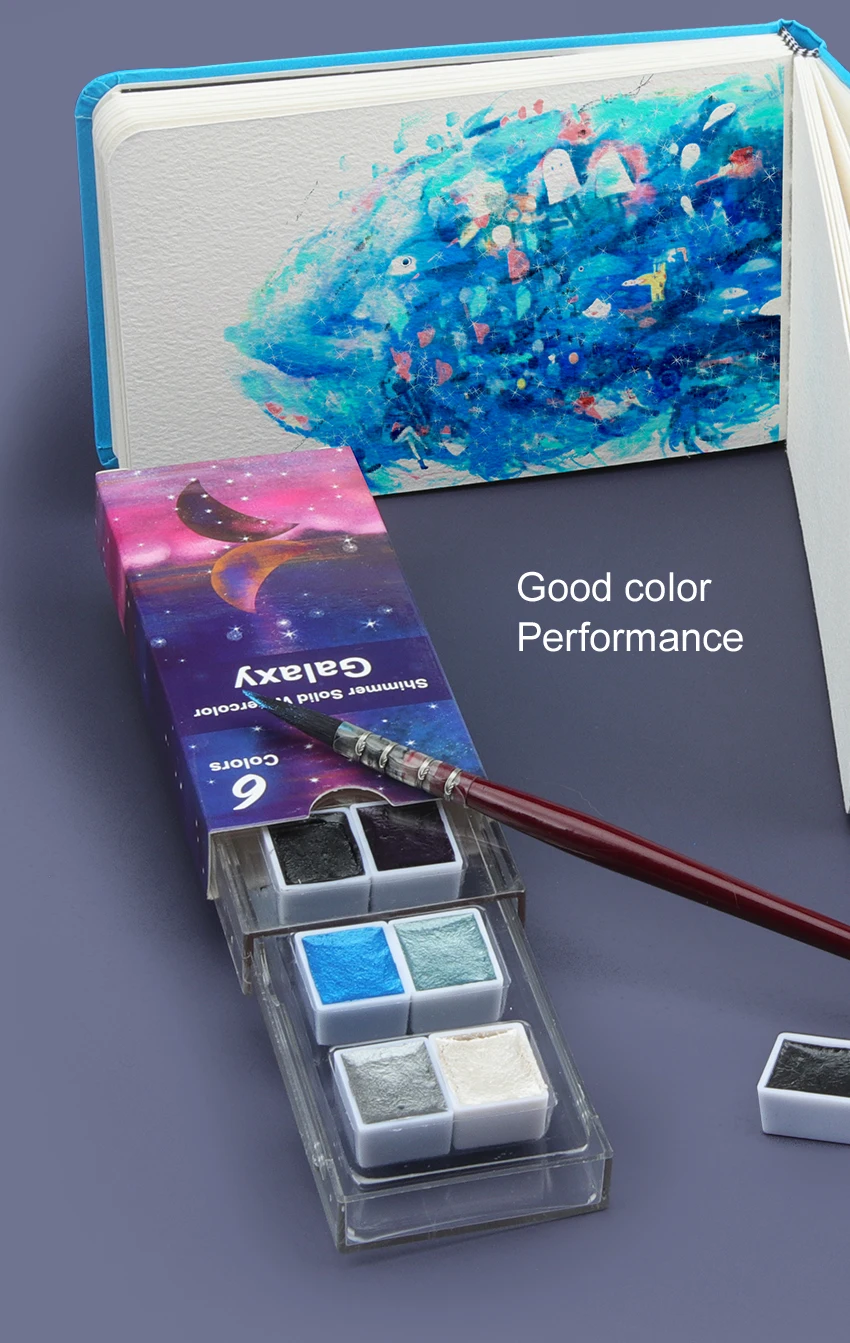 Seamiart 6/12 Watercolor Paint Set Metallic Glitter For Artists School Stationery Graffiti Tool Solid Pigment Art Supplies