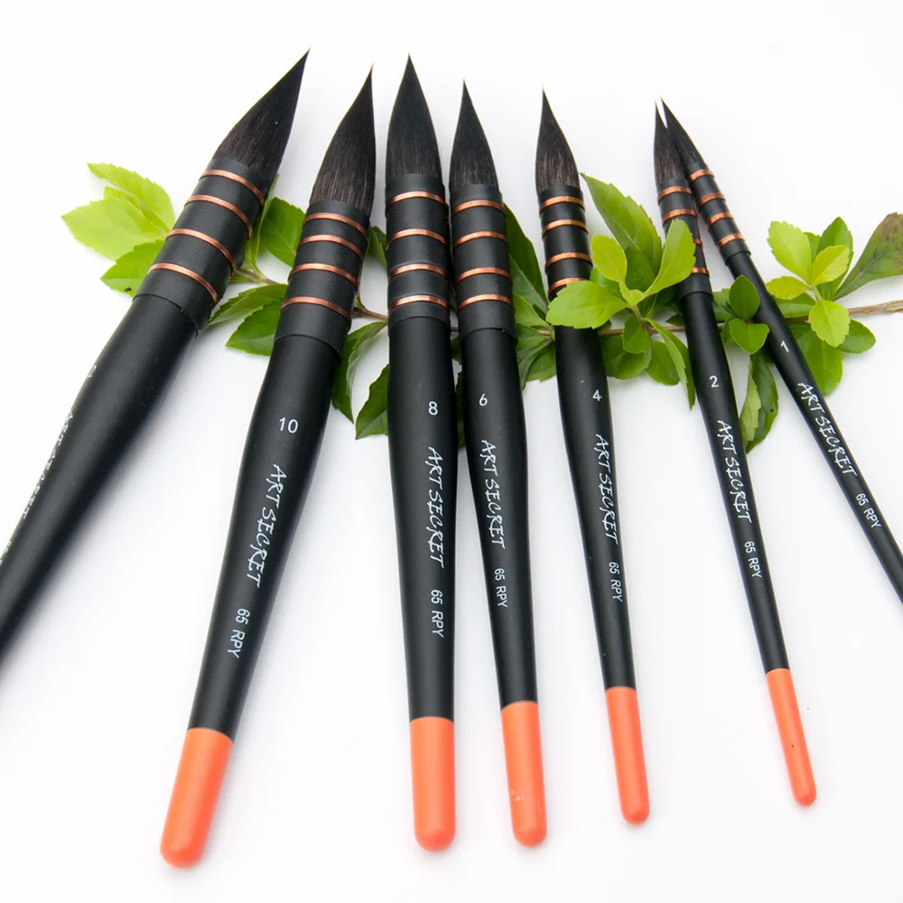 ArtSecret High-Grade Anti-Drop Squirrel Hair Watercolor Painting Brush 1PC Black&Red Fat Mop Hook Pen Round Head  65RPY