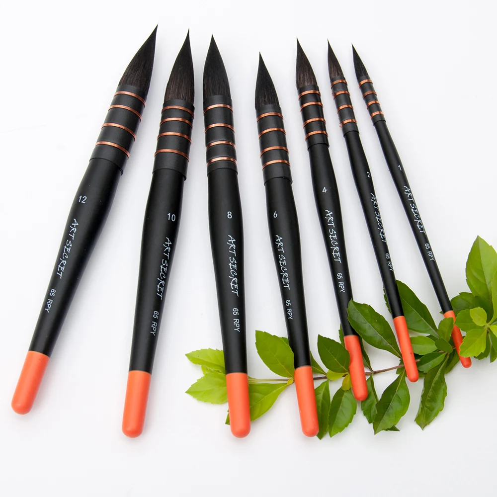 ArtSecret High-Grade Anti-Drop Squirrel Hair Watercolor Painting Brush 1PC Black&Red Fat Mop Hook Pen Round Head  65RPY