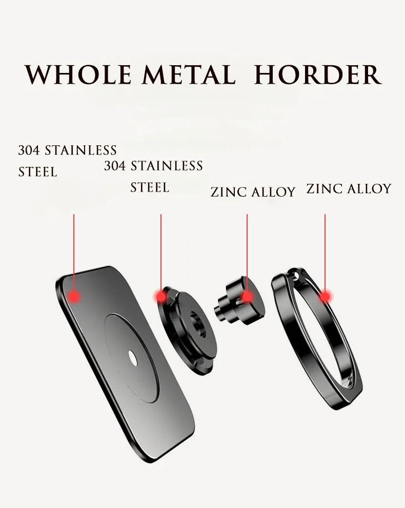 DEAHAN 304 Stainless Steel Finger Ring Cell Phone Holder Stand 360 Adjustable Hook Ring Finger Kickstand for Smartphone Bracket