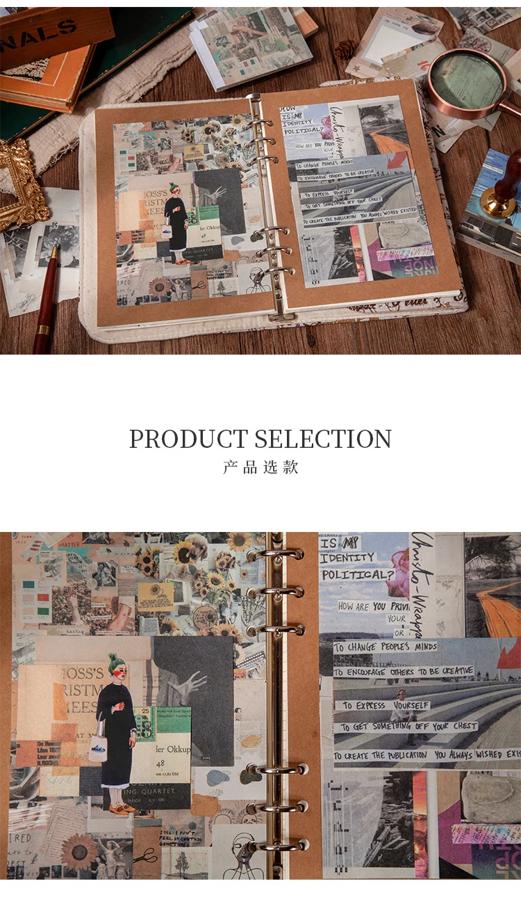Yoofun 50 sheets Memo Pad Diary Stationery Lightweight paper Journal Planner Scrapbooking Vintage Decorative DIY Material Paper