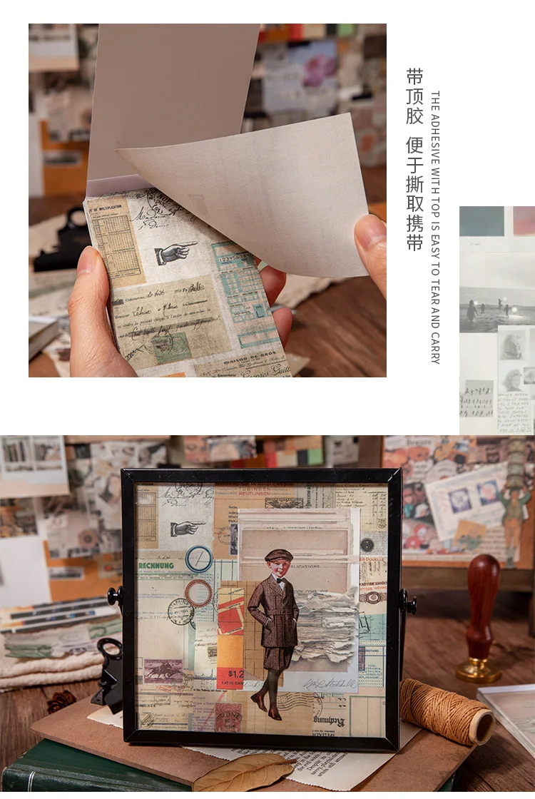 Yoofun 50 sheets Memo Pad Diary Stationery Lightweight paper Journal Planner Scrapbooking Vintage Decorative DIY Material Paper