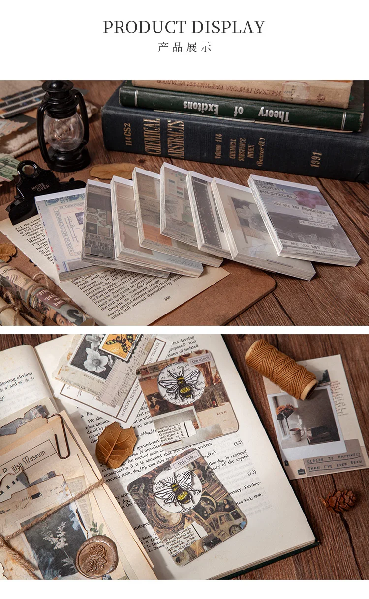 Yoofun 50 sheets Memo Pad Diary Stationery Lightweight paper Journal Planner Scrapbooking Vintage Decorative DIY Material Paper