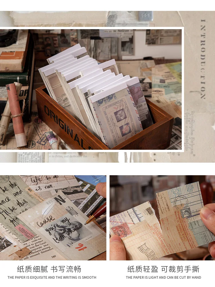 Yoofun 50 sheets Memo Pad Diary Stationery Lightweight paper Journal Planner Scrapbooking Vintage Decorative DIY Material Paper