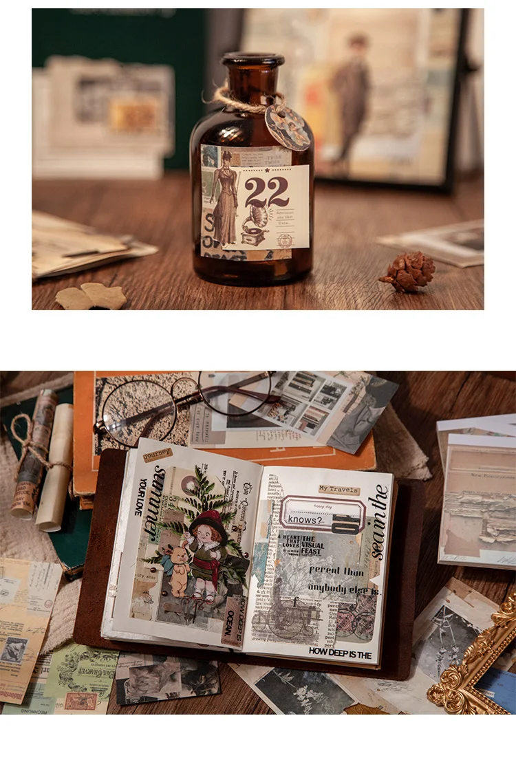 Yoofun 50 sheets Memo Pad Diary Stationery Lightweight paper Journal Planner Scrapbooking Vintage Decorative DIY Material Paper