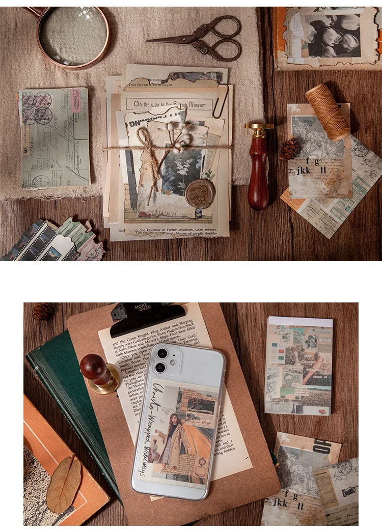 Yoofun 50 sheets Memo Pad Diary Stationery Lightweight paper Journal Planner Scrapbooking Vintage Decorative DIY Material Paper