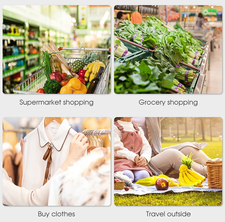 BIG Eco-Friendly Folding Shopping Bag Reusable Portable Shoulder Handbag for Travel Grocery Fashion Pocket Tote
