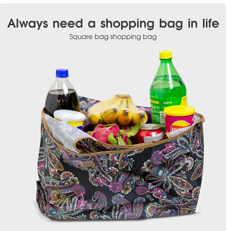 BIG Eco-Friendly Folding Shopping Bag Reusable Portable Shoulder Handbag for Travel Grocery Fashion Pocket Tote