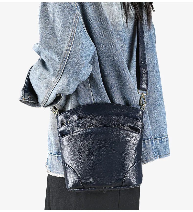 Genuine Leather Women Messenger Bags Cow Leather Crossbody Shoulder Bag Small Female Handbags Capacity Phone Bag for Girls