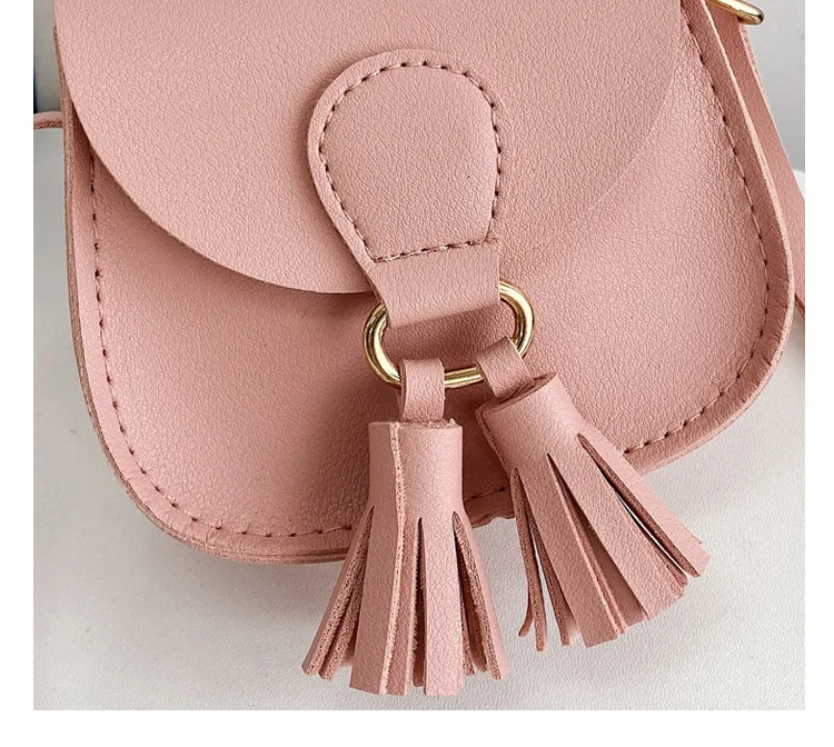 PU Leather Children Small Shoulder Bag Cute Princess Accessories Kids Coin Purse Handbags Cute Girls Baby Tassel Crossbody Bags