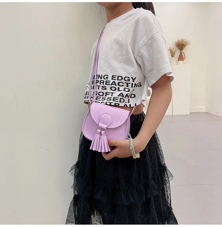 PU Leather Children Small Shoulder Bag Cute Princess Accessories Kids Coin Purse Handbags Cute Girls Baby Tassel Crossbody Bags