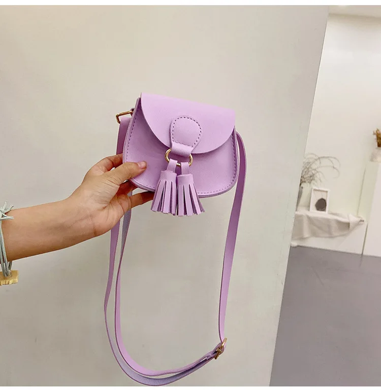 PU Leather Children Small Shoulder Bag Cute Princess Accessories Kids Coin Purse Handbags Cute Girls Baby Tassel Crossbody Bags