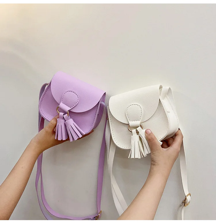 PU Leather Children Small Shoulder Bag Cute Princess Accessories Kids Coin Purse Handbags Cute Girls Baby Tassel Crossbody Bags