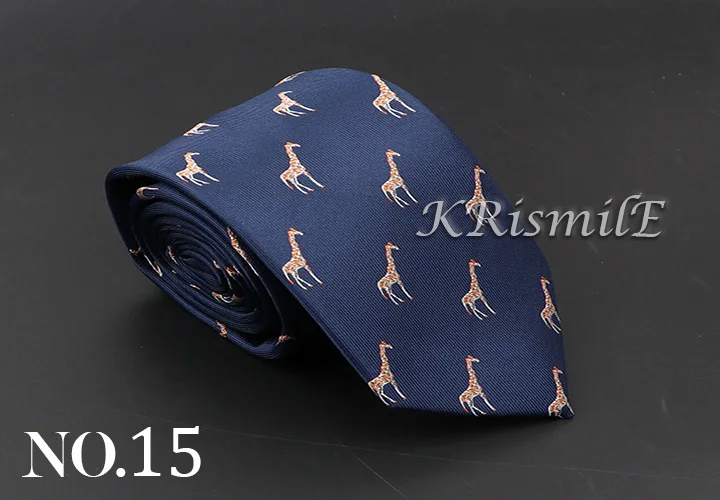 New Blue Printed Men's Tie Novelty Animal Fruit Pattern Neck Ties S lim Jacquard Woven High Quality Gravatas Accessories For Men