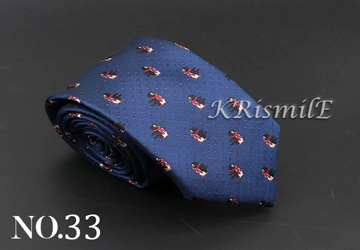 New Blue Printed Men's Tie Novelty Animal Fruit Pattern Neck Ties S lim Jacquard Woven High Quality Gravatas Accessories For Men
