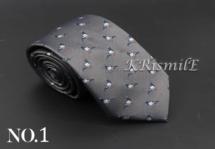 New Blue Printed Men's Tie Novelty Animal Fruit Pattern Neck Ties S lim Jacquard Woven High Quality Gravatas Accessories For Men
