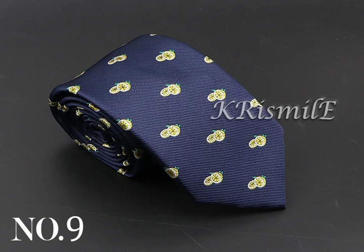New Blue Printed Men's Tie Novelty Animal Fruit Pattern Neck Ties S lim Jacquard Woven High Quality Gravatas Accessories For Men