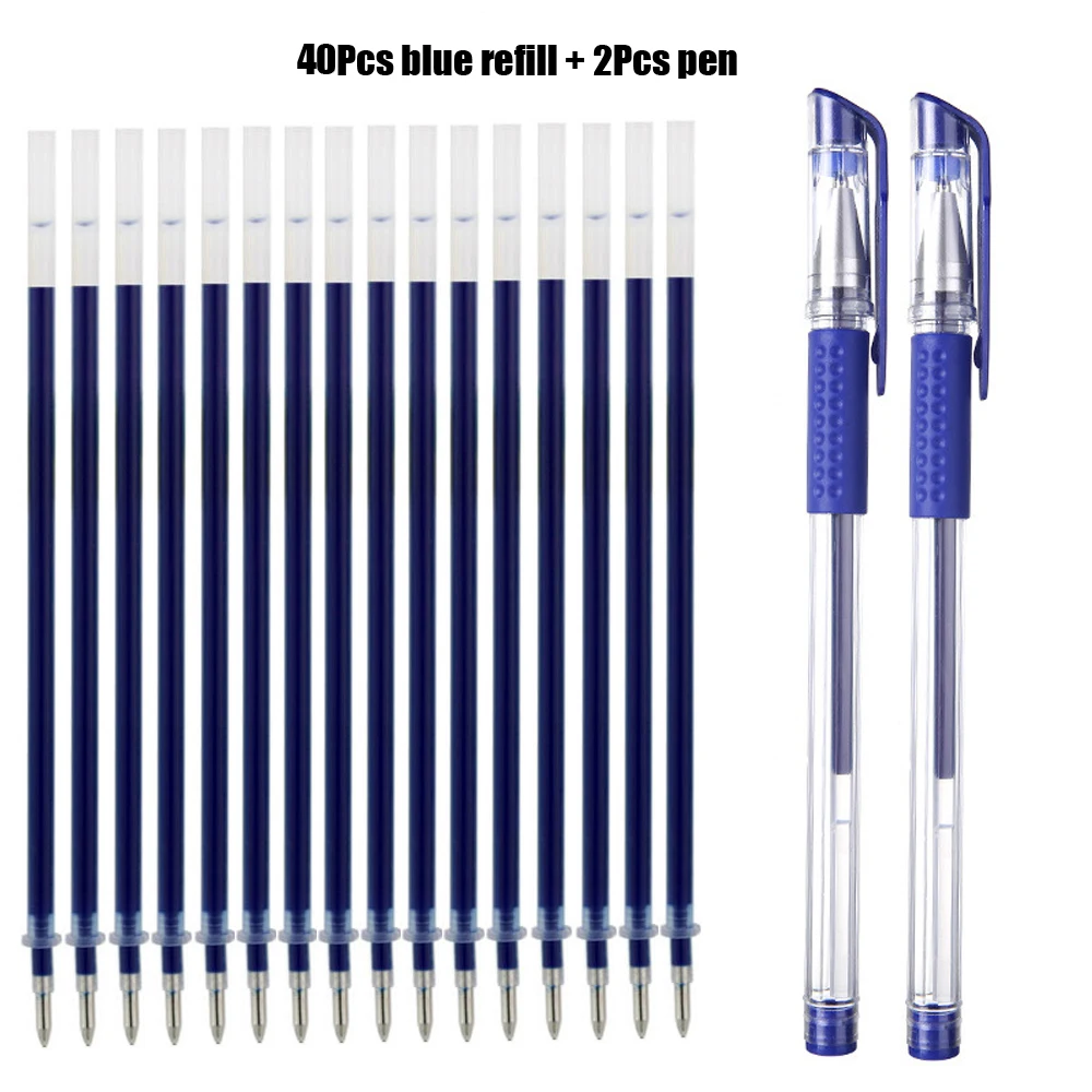 42Pcs/set Ballpoint Pen + Refill Set Black Blue Red Ink Gel Pen Bullet Tip 0.5mm School & Office Supplies Stationery Kids Gift P