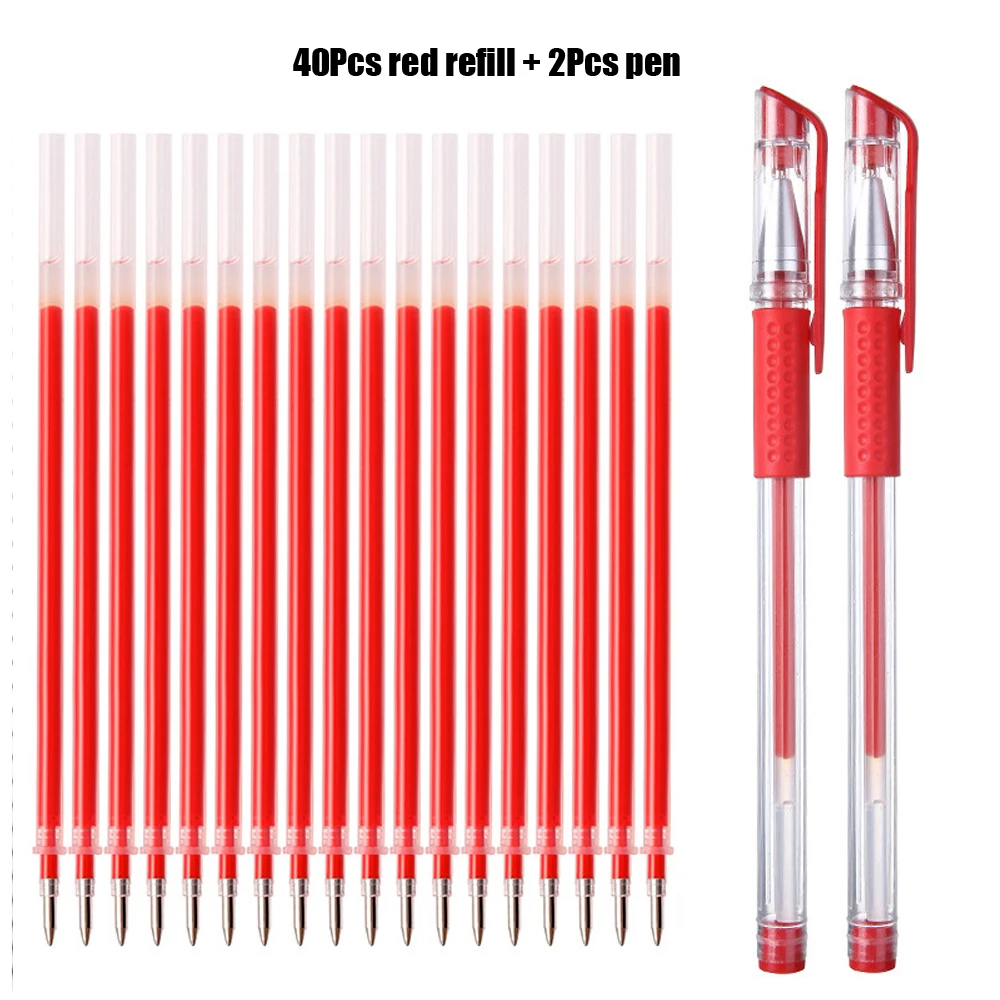 42Pcs/set Ballpoint Pen + Refill Set Black Blue Red Ink Gel Pen Bullet Tip 0.5mm School & Office Supplies Stationery Kids Gift P