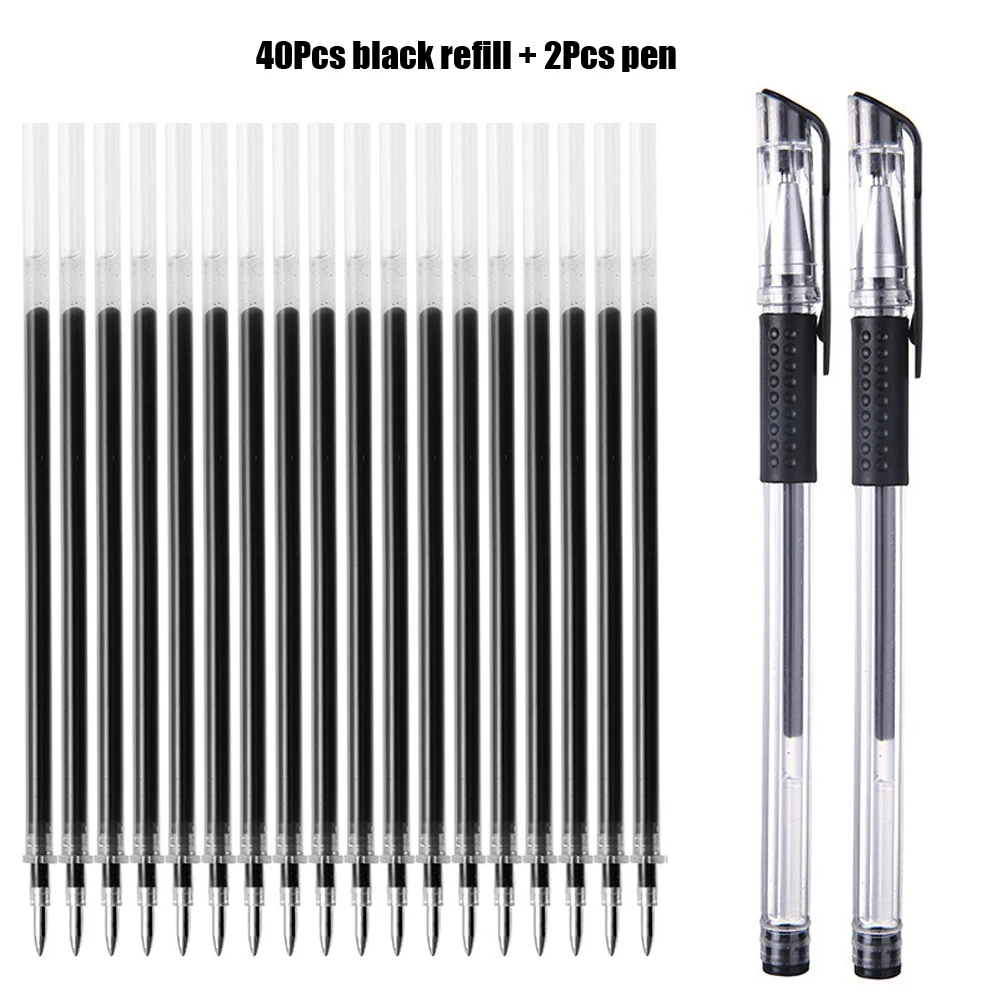 42Pcs/set Ballpoint Pen + Refill Set Black Blue Red Ink Gel Pen Bullet Tip 0.5mm School & Office Supplies Stationery Kids Gift P