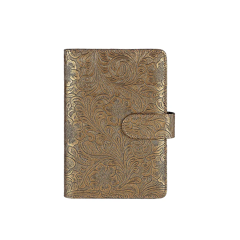 A6/A5 Vintage Embossed PU Leather DIY Binder Notebook Cover Diary Agenda Planner Paper Cover School Stationery