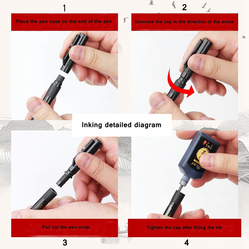 3/4 pcs/lot Hand Lettering Brush Pen Black Ink Calligraphy Pen Markers Art Writing Office School Supplies Stationery Student