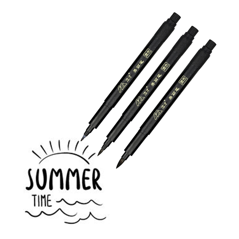 3/4 pcs/lot Hand Lettering Brush Pen Black Ink Calligraphy Pen Markers Art Writing Office School Supplies Stationery Student